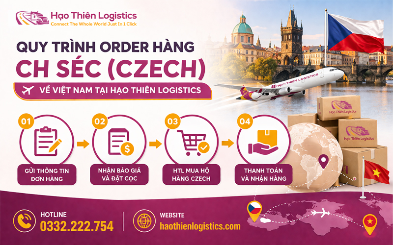 Quy trình order hàng CH Séc về Việt Nam tại Hạo Thiên Logistics