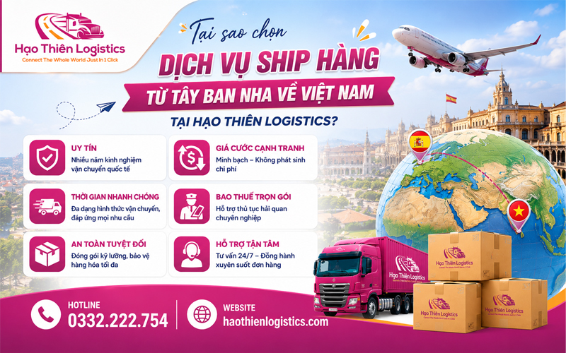 Tại sao chọn dịch vụ ship hàng từ Tây Ban Nha về Việt Nam tại Hạo Thiên Logistcis?