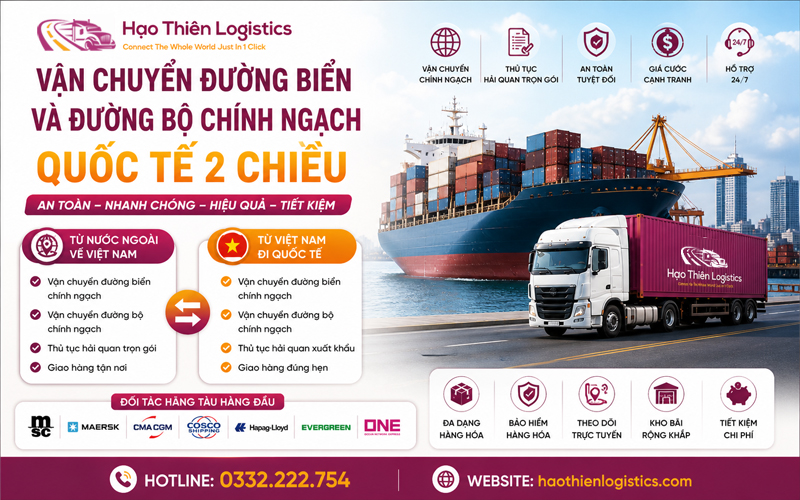 Dịch vụ vận chuyển đường biển và đường bộ chính ngạch quốc tế Dịch vụ vận chuyển đường biển và đường bộ chính ngạch quốc tế