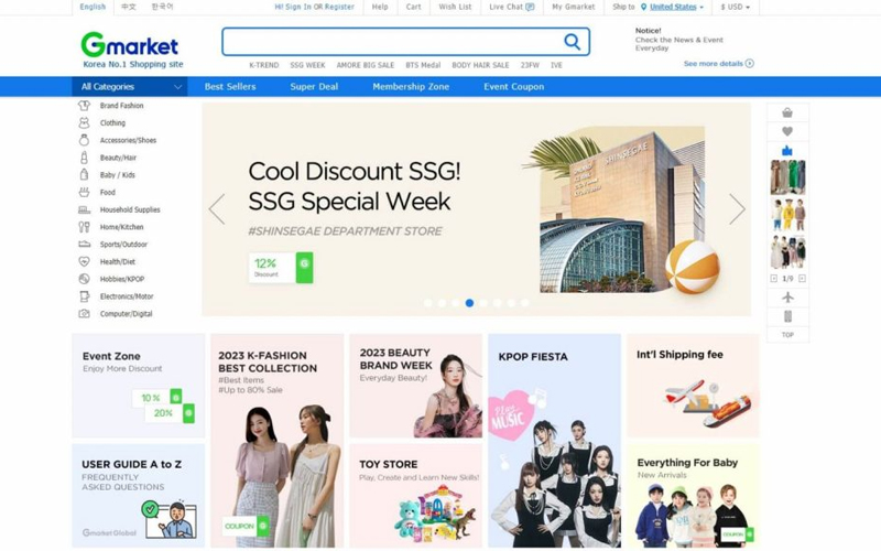 Gmarket là một trong những sàn thương mại điện tử lớn và nổi tiếng của Hàn Quốc
