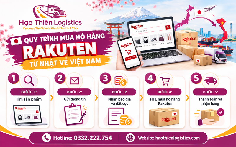 Quy trình mua hộ hàng Rakuten từ Nhật về Việt Nam tại HTL Quy trình mua hộ hàng Rakuten từ Nhật về Việt Nam tại HTL