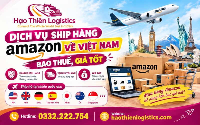 Dịch vụ ship hàng Amazon về Việt Nam bao thuế, giá tốt