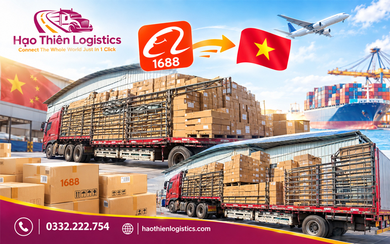 Hạo Thiên Logistics xếp xe vận chuyển hàng 1688 về Việt Nam